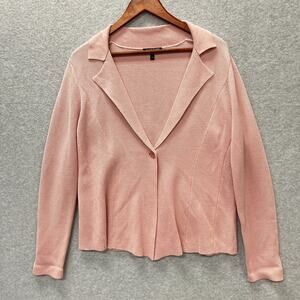 Eileen Fisher Soft Blazer Medium Pink Silk Blend Jacket Old Money Quiet Luxury